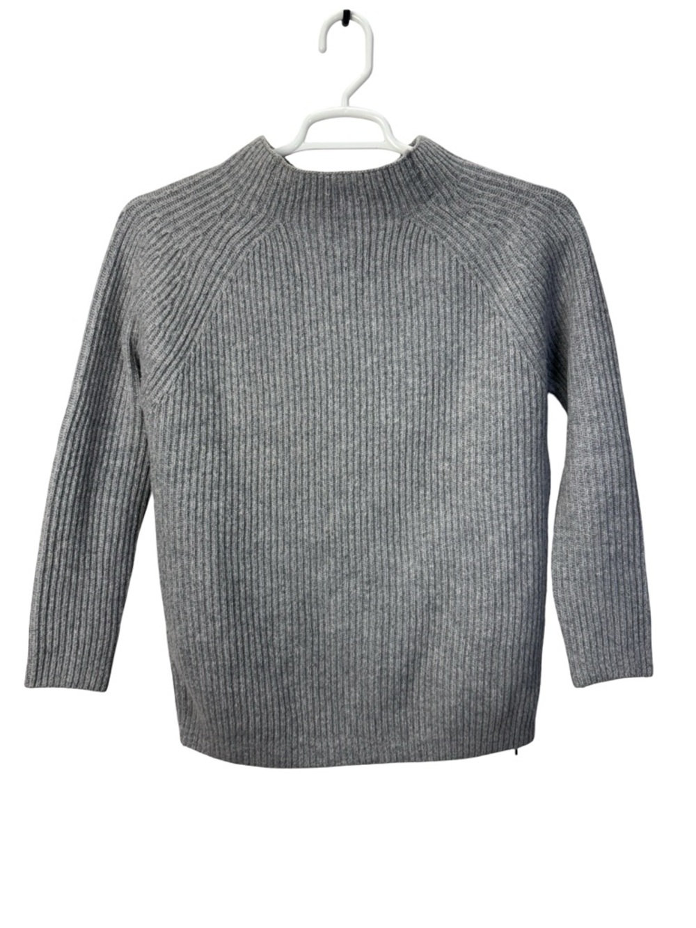 Ann Mashburn Gray Super Geelong Wool Sweater Size XS Zip Sides